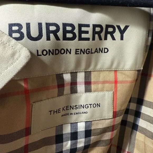 Burberry Beige Kensington Coat with Check Lining